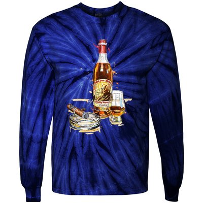 Funny Pappy & Cigar Painting, Blantons, Buffalo Trace 1 Tie-Dye Long Sleeve Shirt