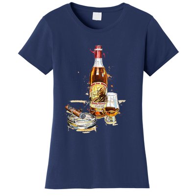 Funny Pappy & Cigar Painting, Blantons, Buffalo Trace 1 Women's T-Shirt