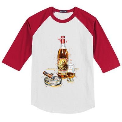 Funny Pappy & Cigar Painting, Blantons, Buffalo Trace 1 Kids Colorblock Raglan Jersey