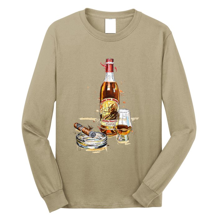 Funny Pappy & Cigar Painting, Blantons, Buffalo Trace 1 Long Sleeve Shirt