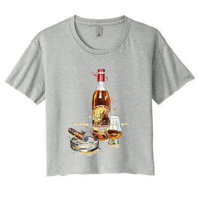 Funny Pappy & Cigar Painting, Blantons, Buffalo Trace 1 Women's Crop Top Tee