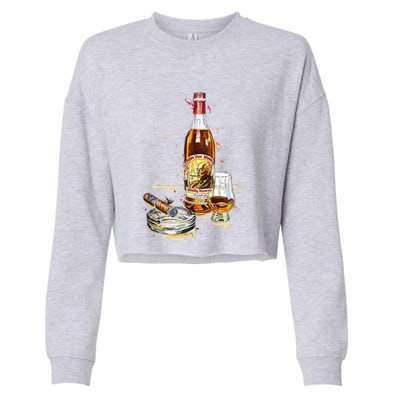 Funny Pappy & Cigar Painting, Blantons, Buffalo Trace 1 Cropped Pullover Crew