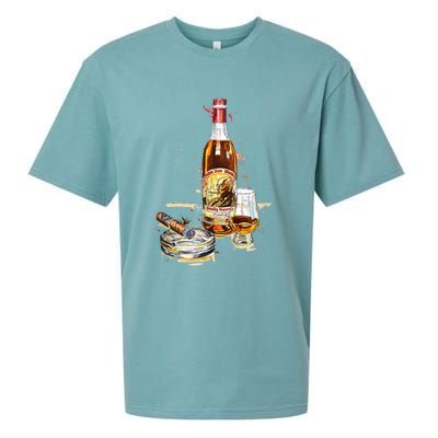 Funny Pappy & Cigar Painting, Blantons, Buffalo Trace 1 Sueded Cloud Jersey T-Shirt