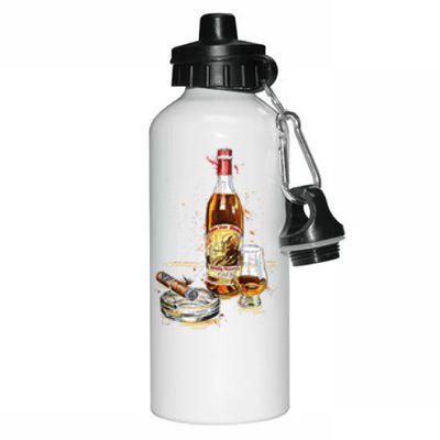 Funny Pappy & Cigar Painting, Blantons, Buffalo Trace 1 Aluminum Water Bottle