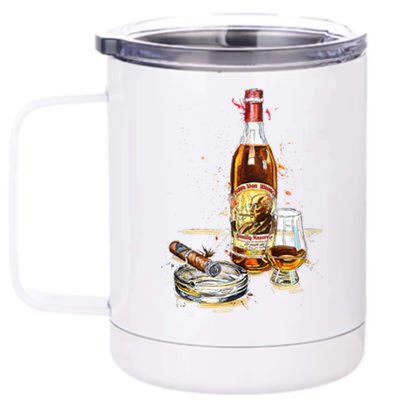 Funny Pappy & Cigar Painting, Blantons, Buffalo Trace 1 12 oz Stainless Steel Tumbler Cup