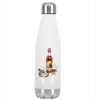 Funny Pappy & Cigar Painting, Blantons, Buffalo Trace 1 Stainless Steel Insulated Water Bottle