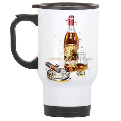 Funny Pappy & Cigar Painting, Blantons, Buffalo Trace 1 Stainless Steel Travel Mug