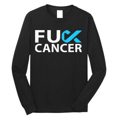 Fuck Prostate Cancer F U FU Blue Ribbon Cancer Awareness Long Sleeve Shirt