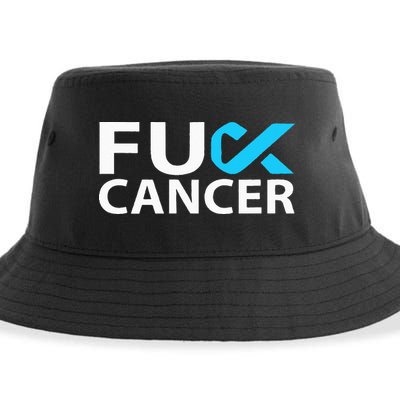 Fuck Prostate Cancer F U FU Blue Ribbon Cancer Awareness Sustainable Bucket Hat