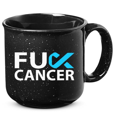 Fuck Prostate Cancer F U FU Blue Ribbon Cancer Awareness 15oz Campfire Ceramic Mug