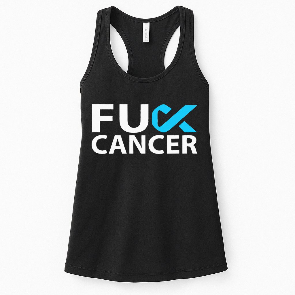 Fuck Prostate Cancer F U FU Blue Ribbon Cancer Awareness Womens Tank Top