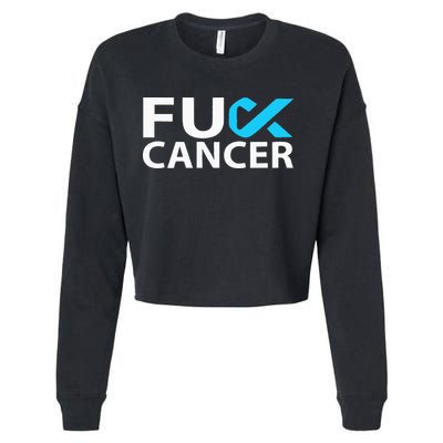 Fuck Prostate Cancer F U FU Blue Ribbon Cancer Awareness Cropped Pullover Crew