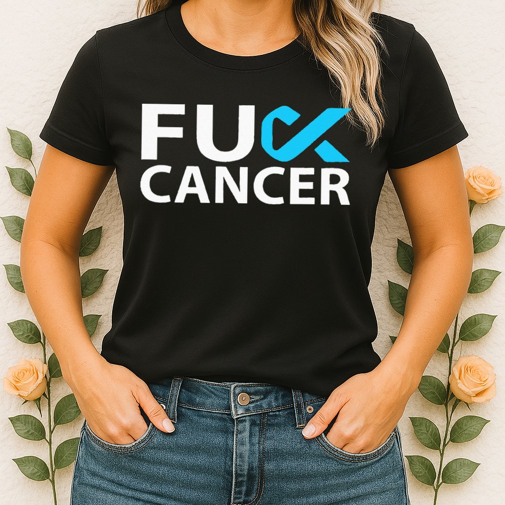 Fuck Prostate Cancer F U FU Blue Ribbon Cancer Awareness Womens T-Shirt