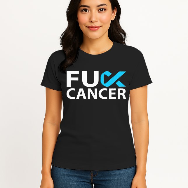 Fuck Prostate Cancer F U FU Blue Ribbon Cancer Awareness Womens T-Shirt