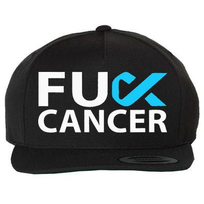 Fuck Prostate Cancer F U FU Blue Ribbon Cancer Awareness Wool Snapback Cap
