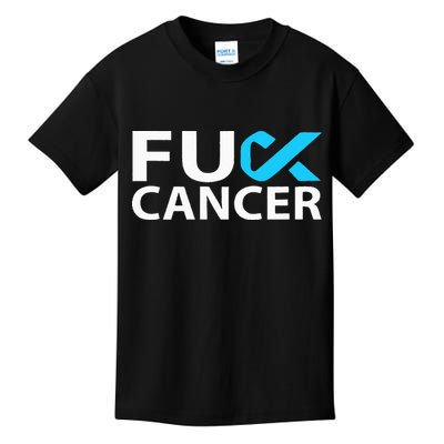 Fuck Prostate Cancer F U FU Blue Ribbon Cancer Awareness Kids T-Shirt