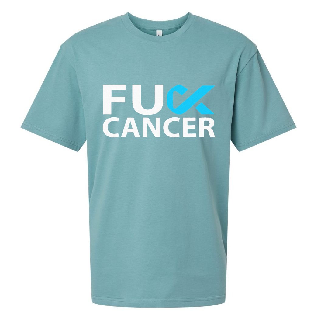 Fuck Prostate Cancer F U FU Blue Ribbon Cancer Awareness Sueded Cloud Jersey T-Shirt
