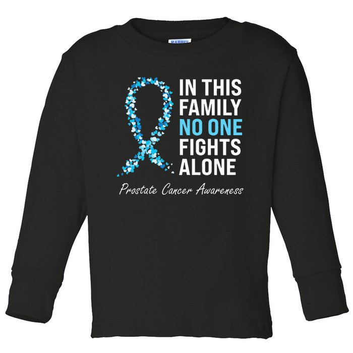 Family Prostate Cancer Awareness Light Blue Ribbon Survivor Toddler Long Sleeve Shirt