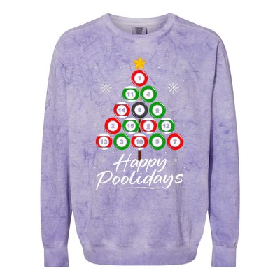 Funny Pool Christmas Tree Billiards Ugly Xmas Sweater Colorblast Crewneck Sweatshirt