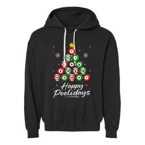 Funny Pool Christmas Tree Billiards Ugly Xmas Sweater Garment-Dyed Fleece Hoodie