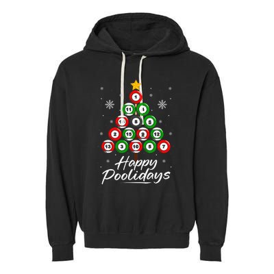 Funny Pool Christmas Tree Billiards Ugly Xmas Sweater Garment-Dyed Fleece Hoodie