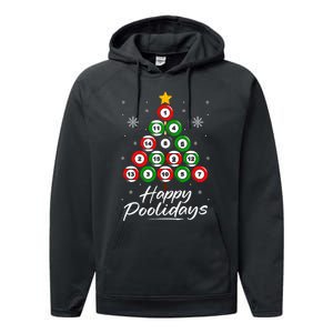 Funny Pool Christmas Tree Billiards Ugly Xmas Sweater Performance Fleece Hoodie