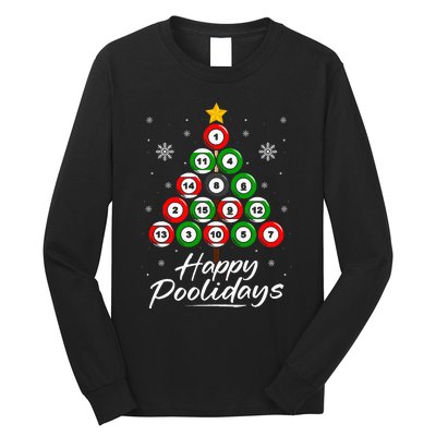 Funny Pool Christmas Tree Billiards Ugly Xmas Sweater Long Sleeve Shirt