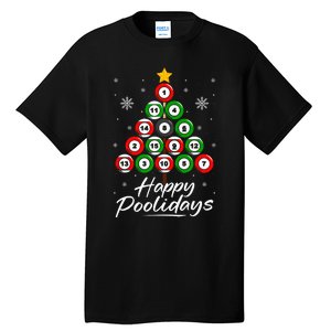 Funny Pool Christmas Tree Billiards Ugly Xmas Sweater Tall T-Shirt