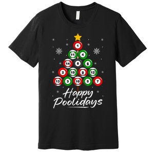 Funny Pool Christmas Tree Billiards Ugly Xmas Sweater Premium T-Shirt