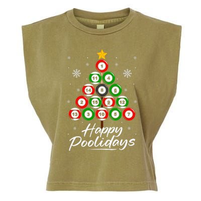 Funny Pool Christmas Tree Billiards Ugly Xmas Sweater Garment-Dyed Women's Muscle Tee