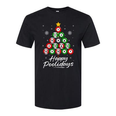 Funny Pool Christmas Tree Billiards Ugly Xmas Sweater Softstyle CVC T-Shirt