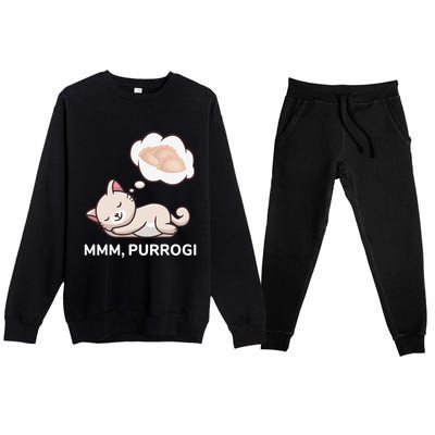 Funny Pierogi Cat Polish Food Poland Polska Premium Crewneck Sweatsuit Set