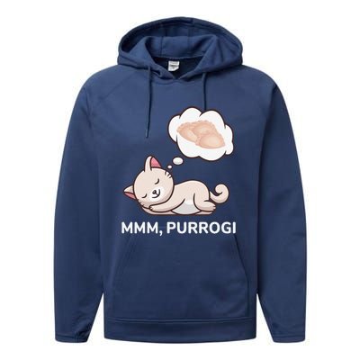 Funny Pierogi Cat Polish Food Poland Polska Performance Fleece Hoodie