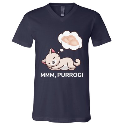 Funny Pierogi Cat Polish Food Poland Polska V-Neck T-Shirt