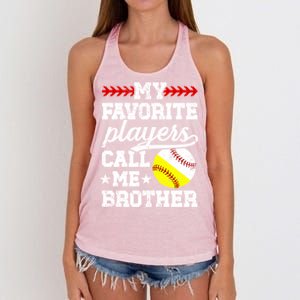 Favorite Players Call Me Brother Baseball Softball Brother Funny Gift Women's Knotted Racerback Tank