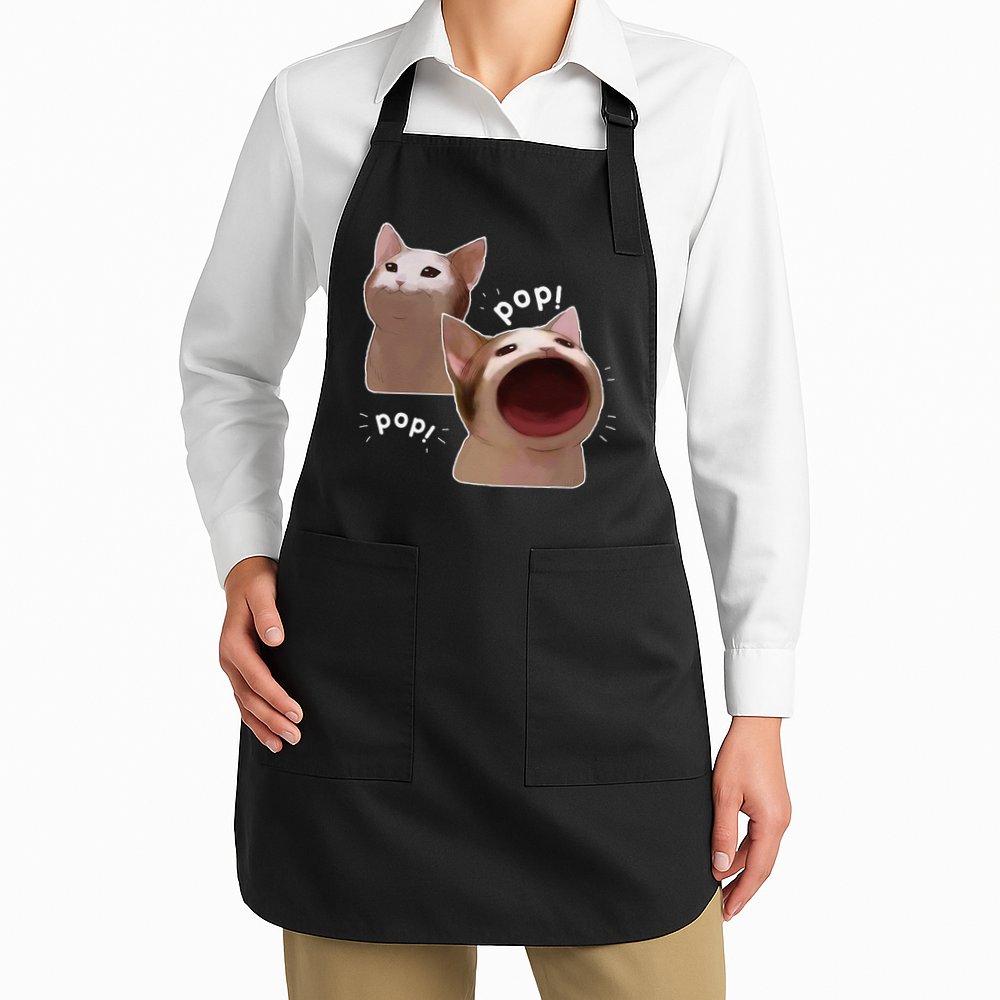 Funny Pop Cat Meme Apron