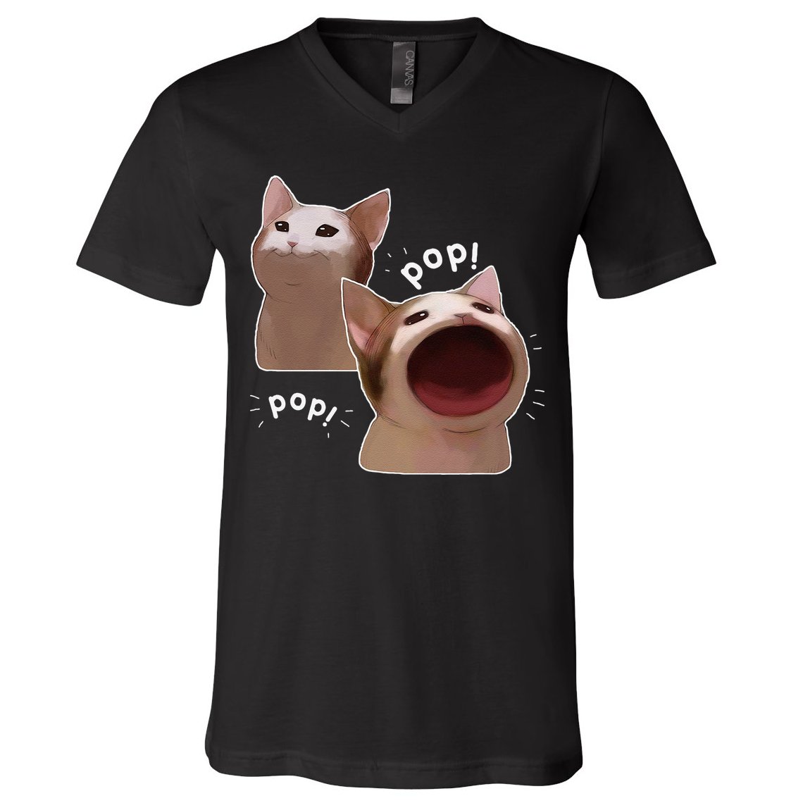 Funny Pop Cat Meme V-Neck T-Shirt