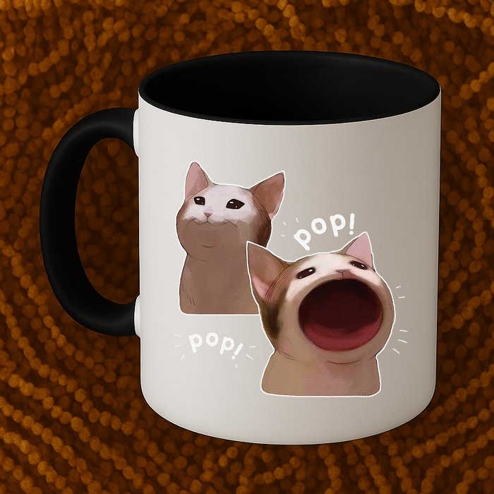 Funny Pop Cat Meme Mug