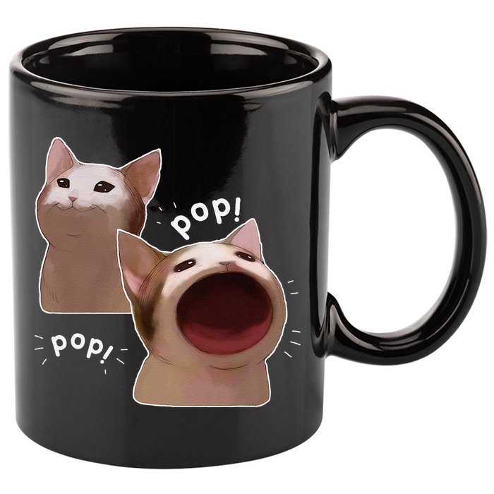 Funny Pop Cat Meme 11oz C Handle Ceramic Mug
