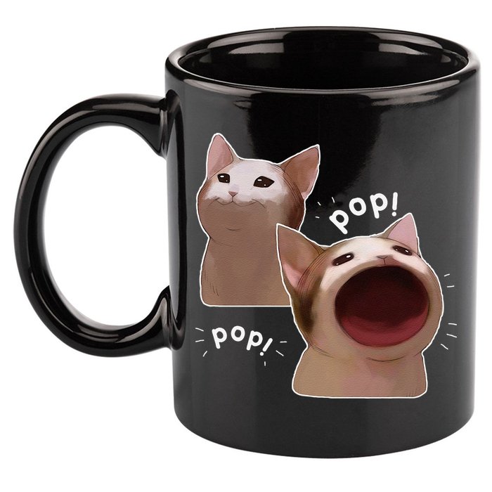 Funny Pop Cat Meme 11oz C Handle Ceramic Mug