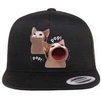 Funny Pop Cat Meme Flat Bill Trucker Hat