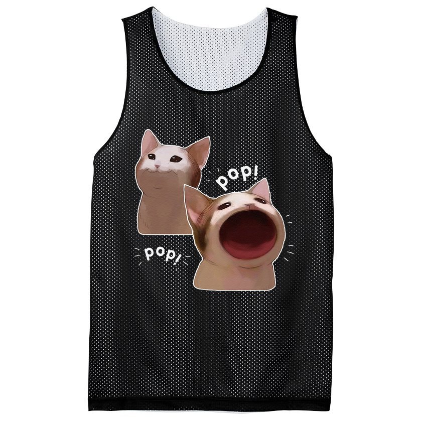 Funny Pop Cat Meme Mesh Reversible Basketball Jersey Tank
