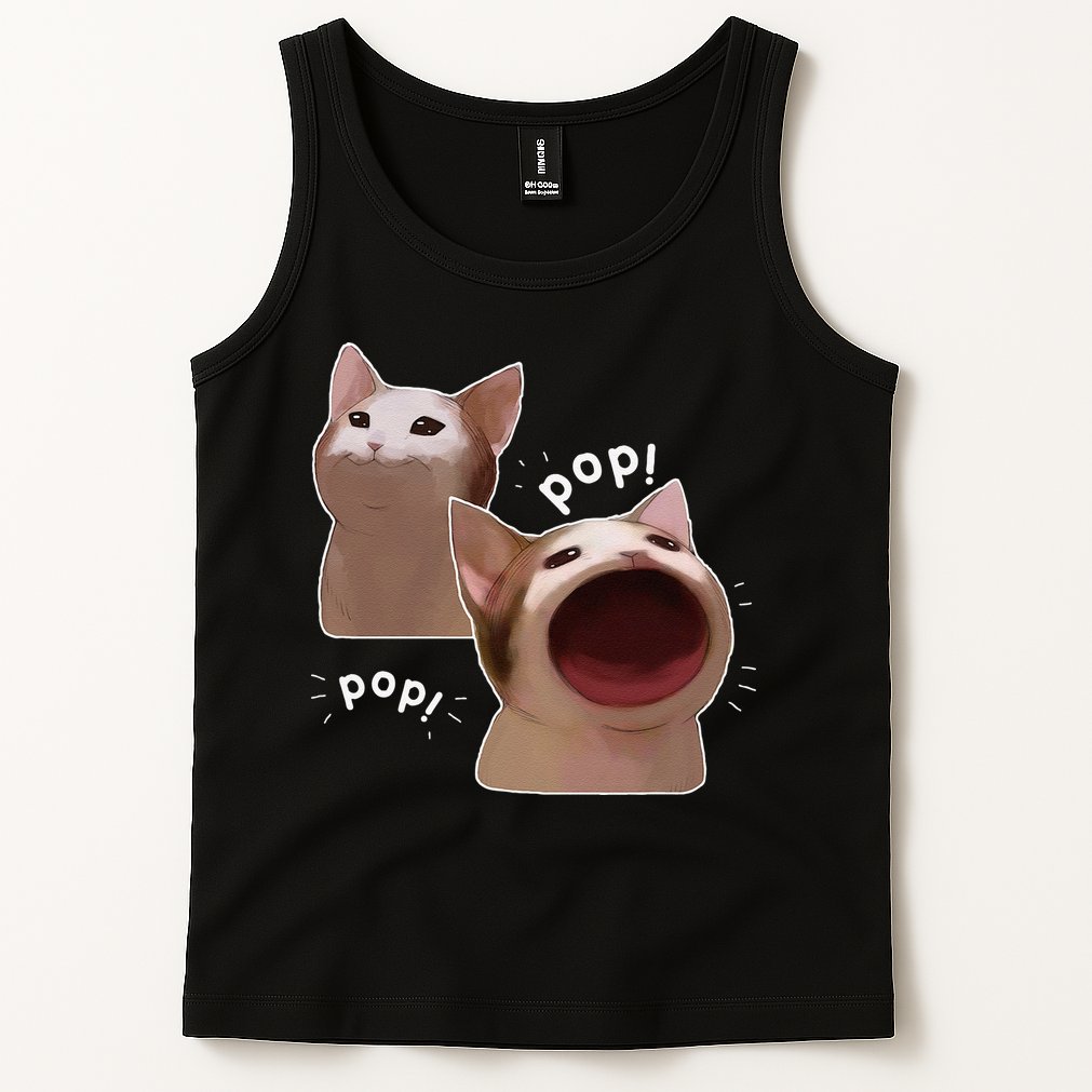 Funny Pop Cat Meme Tank Top