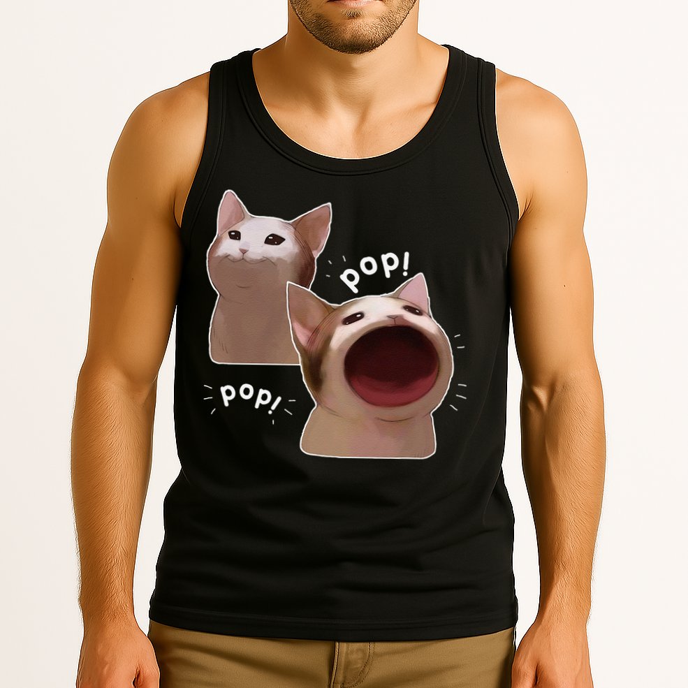 Funny Pop Cat Meme Tank Top