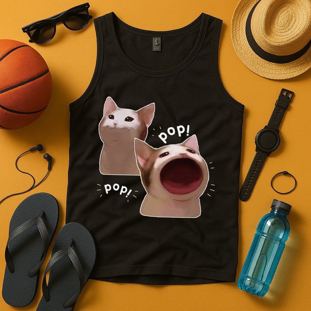 Funny Pop Cat Meme Tank Top