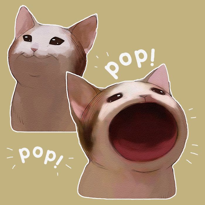 Funny Pop Cat Meme Button