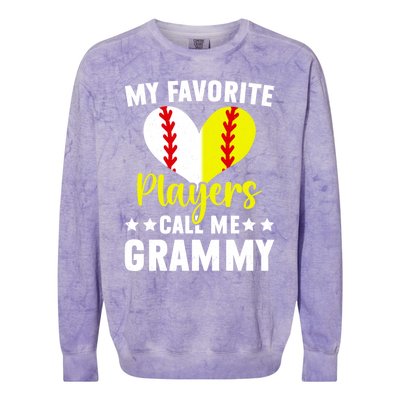 Favorite Players Call Me Grammy Baseball Softball Grammy Cute Gift Colorblast Crewneck Sweatshirt