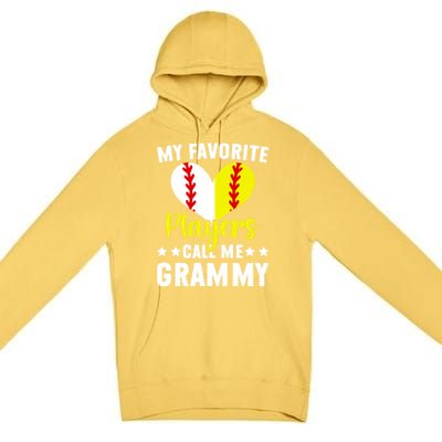 Favorite Players Call Me Grammy Baseball Softball Grammy Cute Gift Premium Pullover Hoodie