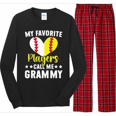 Favorite Players Call Me Grammy Baseball Softball Grammy Cute Gift Long Sleeve Pajama Set