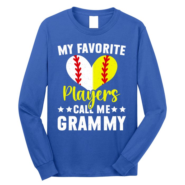 Favorite Players Call Me Grammy Baseball Softball Grammy Cute Gift Long Sleeve Shirt